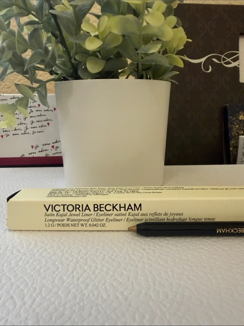 Victoria Beckham Black Eyeliner Pencils with Silver Beautycounter Sharpener